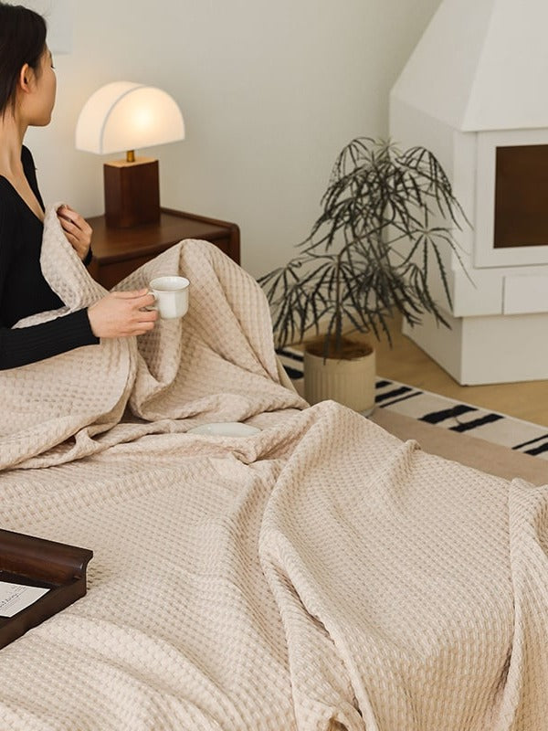 Waffle Weave Cotton Throw Blanket original reference image 11
