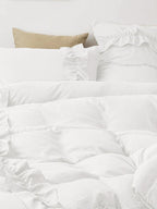 White Elegant Ruffle Duvet Cover Set