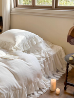 White French Lace Ruffle Duvet Cover