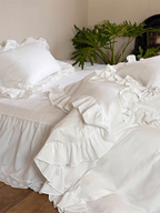 White French Lace Ruffle Duvet Cover