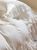 White French Lace Ruffle Duvet Cover