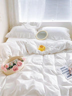 White Fringe Ruffle Duvet Cover Set