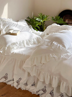 White Princess Lace Ruffle Duvet Cover
