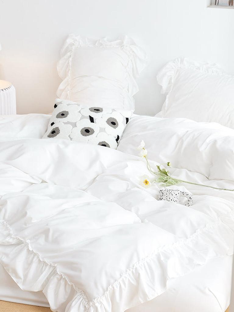 White Shabby Chic Ruffle Duvet Cover Set