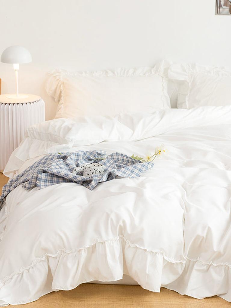White Shabby Chic Ruffle Duvet Cover Set