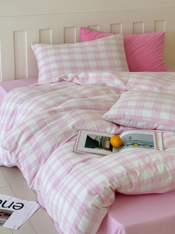 Woodland Plaid Cotton Seersucker Duvet Cover original reference image 1