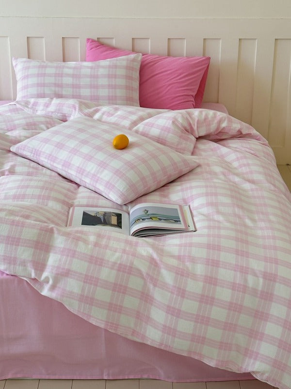 Woodland Plaid Cotton Seersucker Duvet Cover original reference image 2