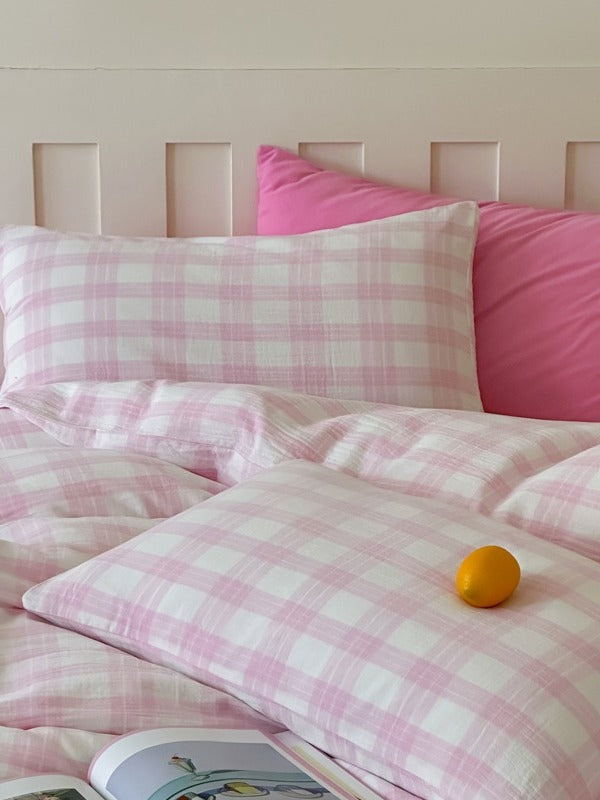 Woodland Plaid Cotton Seersucker Duvet Cover original reference image 3