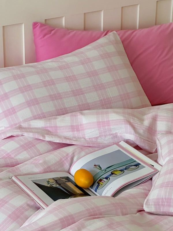 Woodland Plaid Cotton Seersucker Duvet Cover original reference image 5