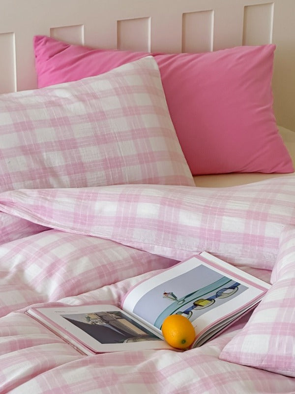 Woodland Plaid Cotton Seersucker Duvet Cover original reference image 13