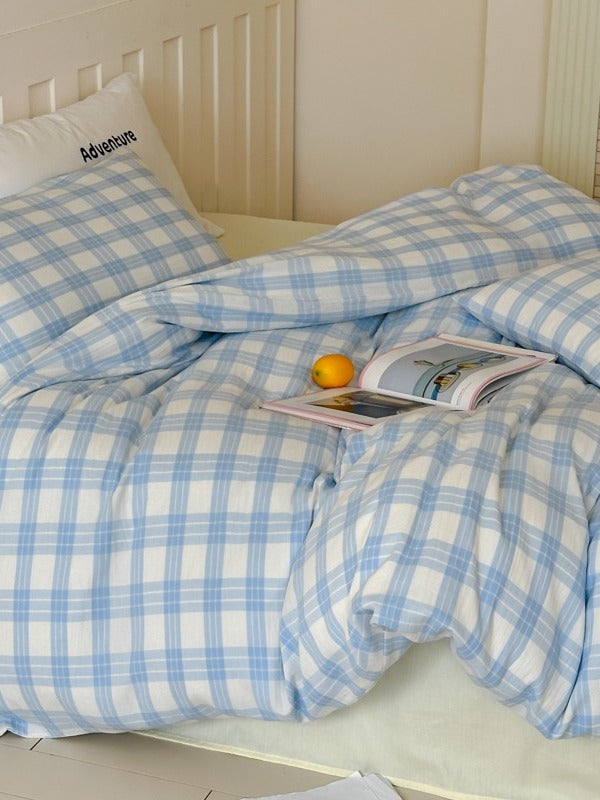 Woodland Plaid Cotton Seersucker Duvet Cover original reference image 19
