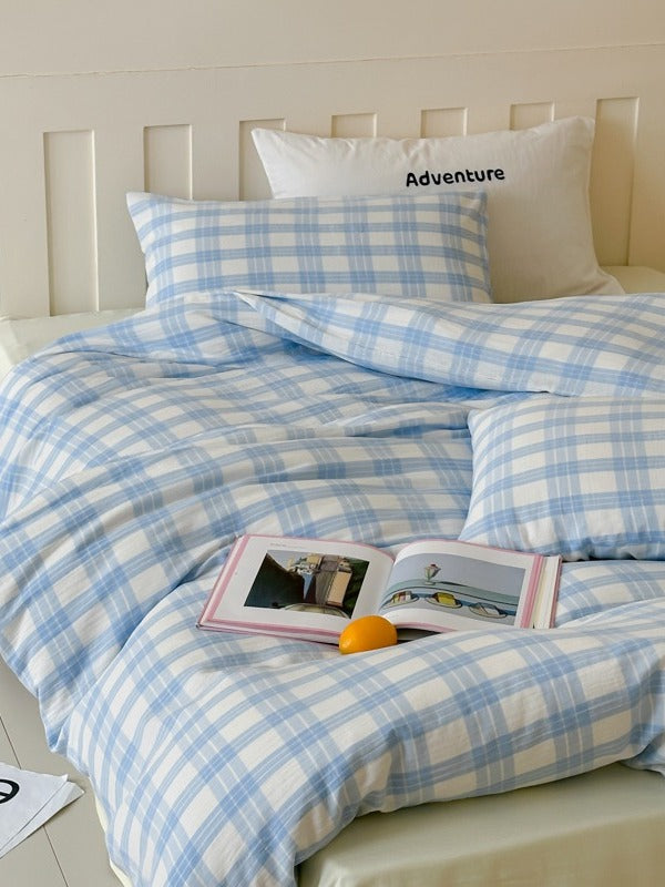 Woodland Plaid Cotton Seersucker Duvet Cover original reference image 23