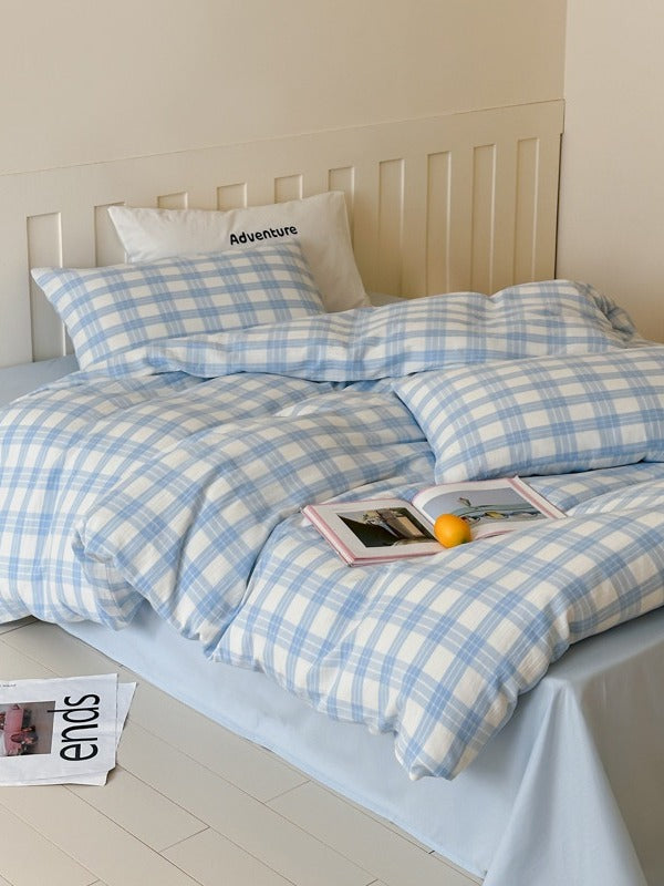 Woodland Plaid Cotton Seersucker Duvet Cover original reference image 32