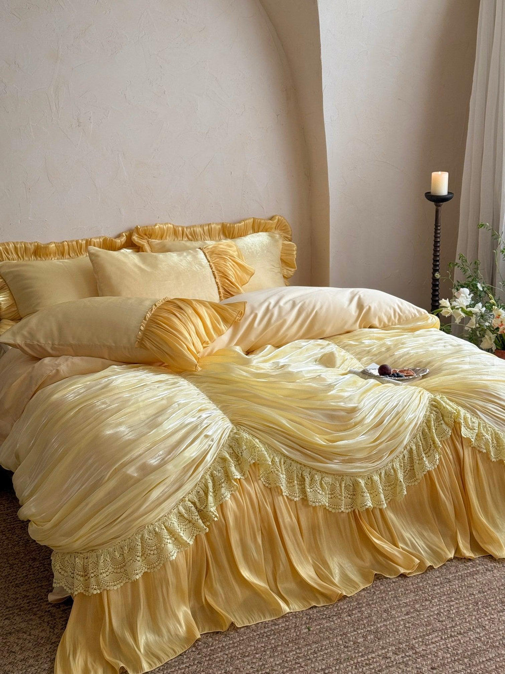 French Ruffle Lace Cotton Sateen Bedding