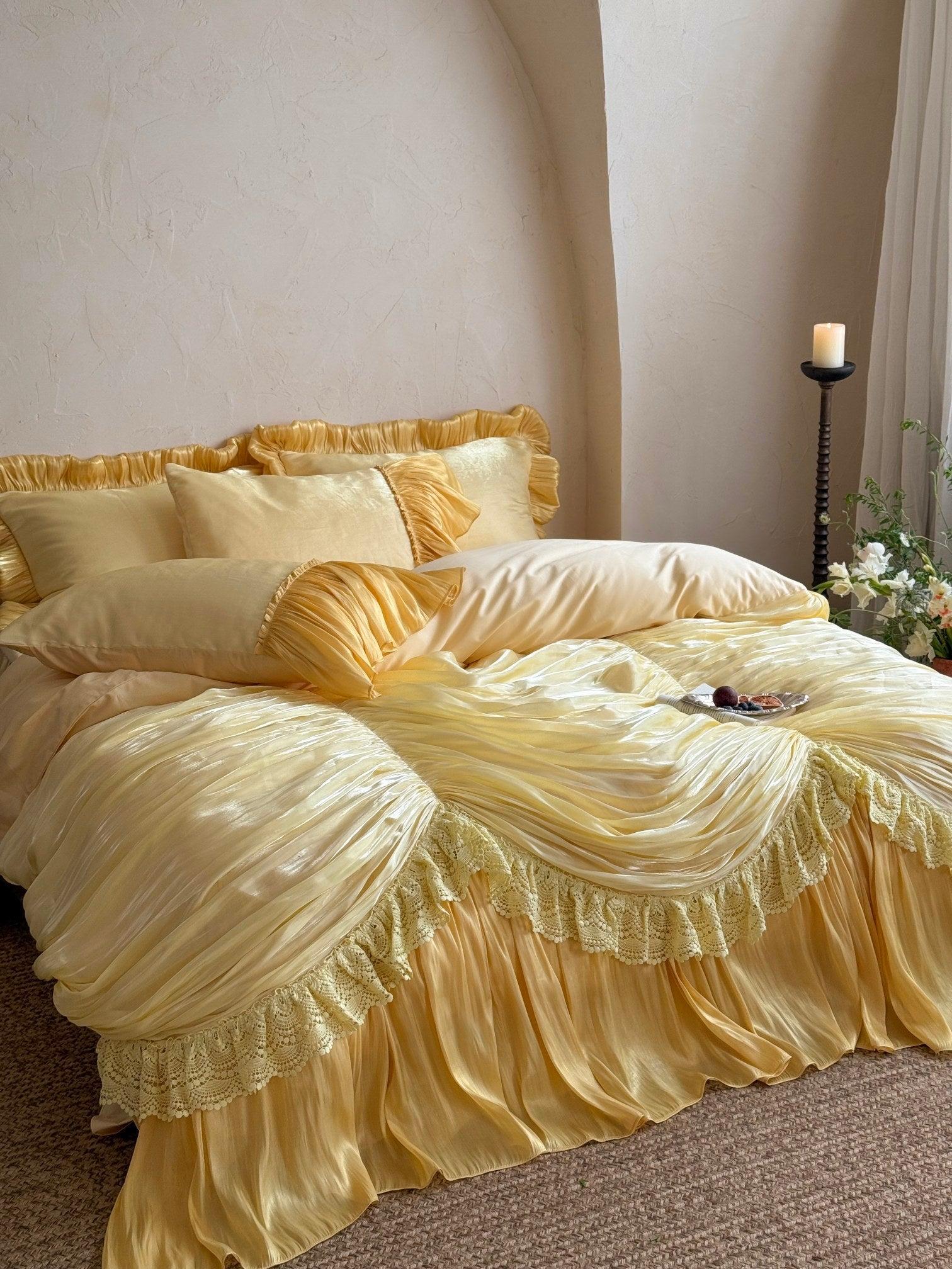 French Ruffle Lace Cotton Sateen Bedding