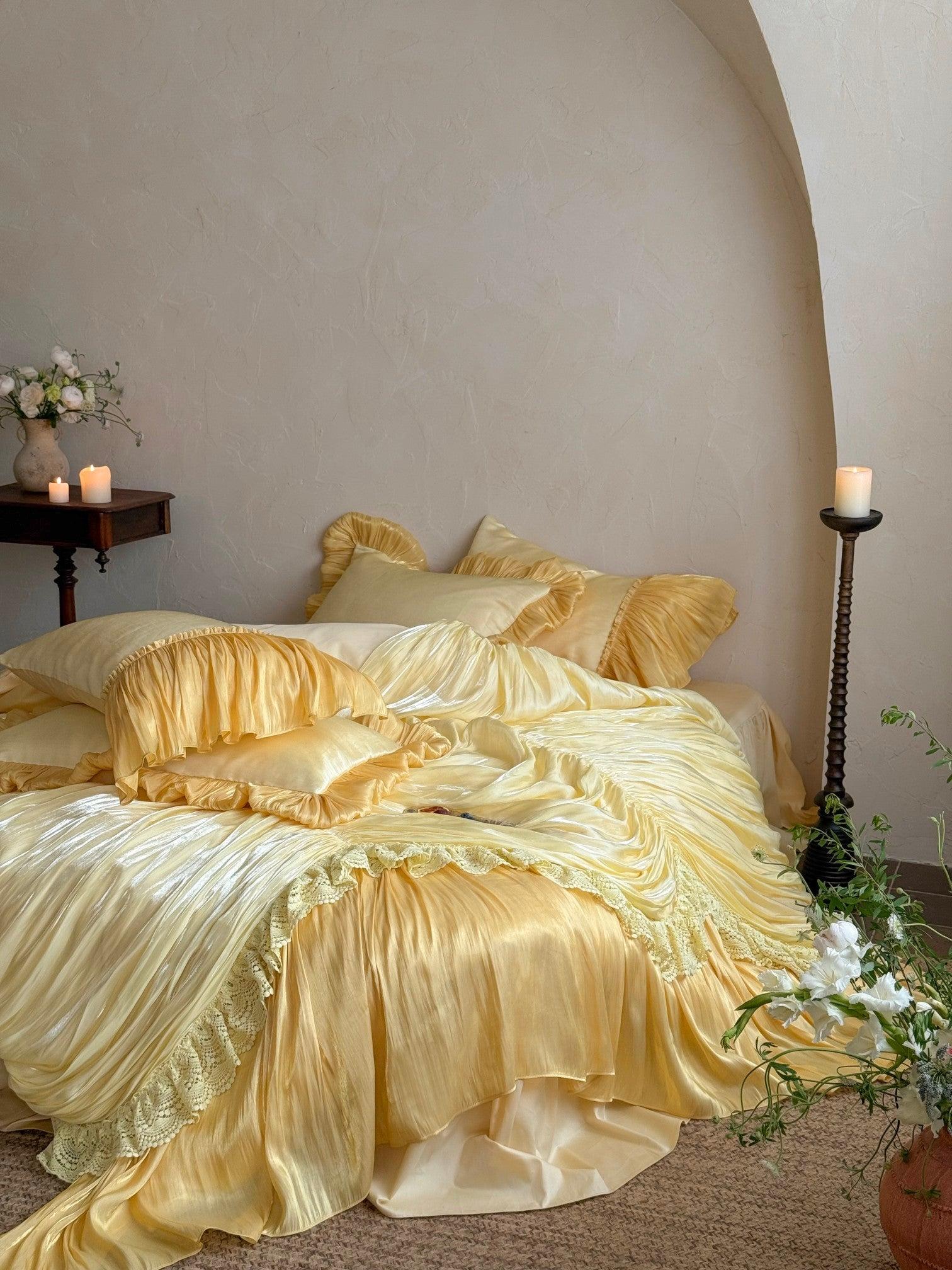 French Ruffle Lace Cotton Sateen Bedding