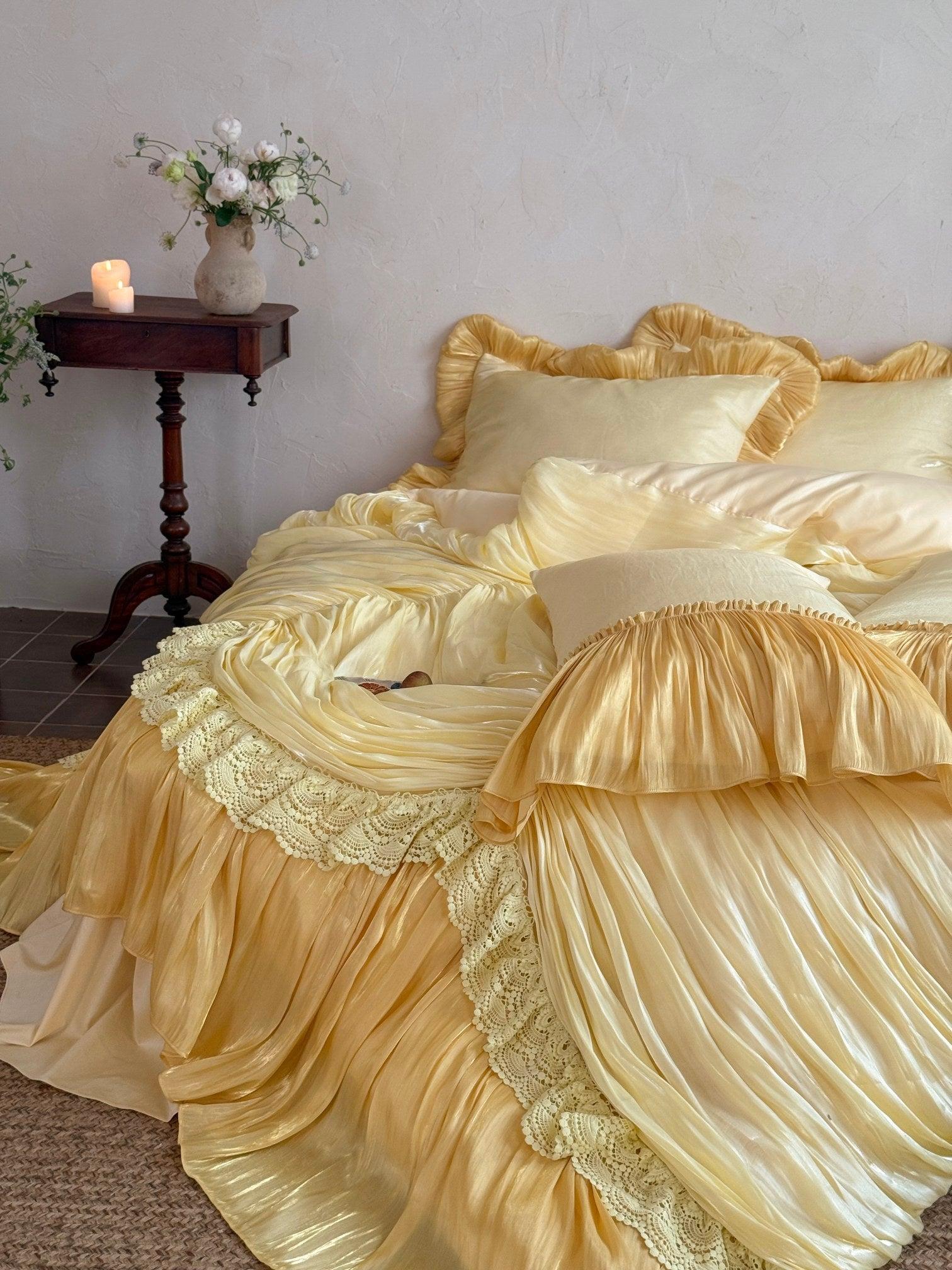 French Ruffle Lace Cotton Sateen Bedding