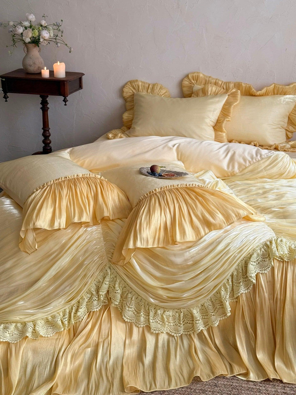 French Ruffle Lace Cotton Sateen Bedding