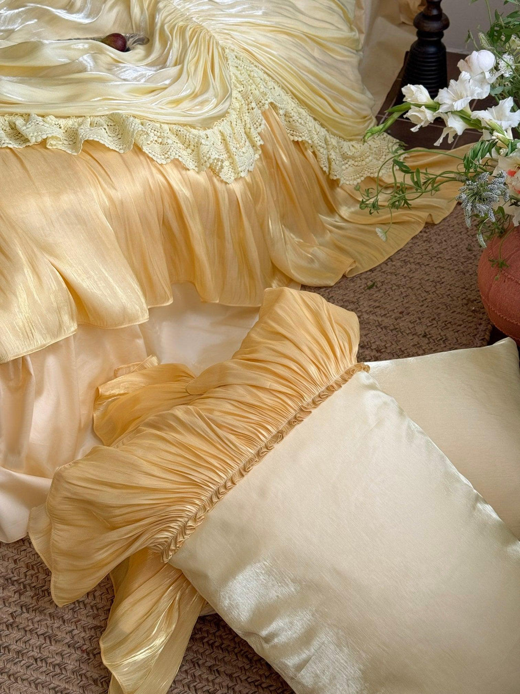French Ruffle Lace Cotton Sateen Bedding