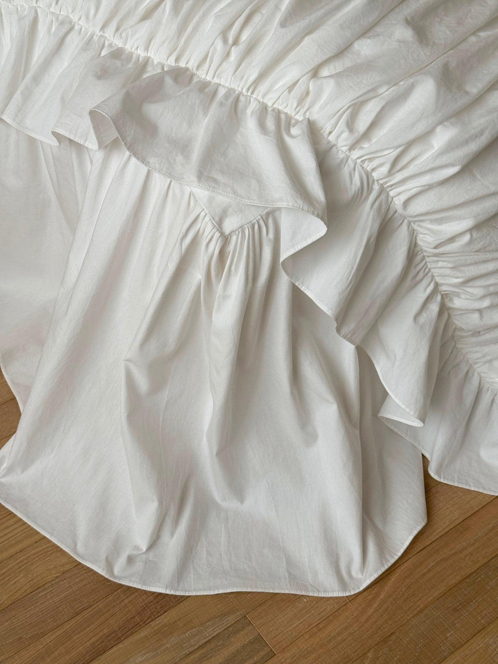 White Whisper Embroidered Ruched Ruffle Bedding Set