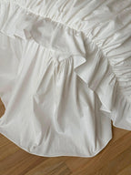 White Whisper Embroidered Ruched Ruffle Bedding Set