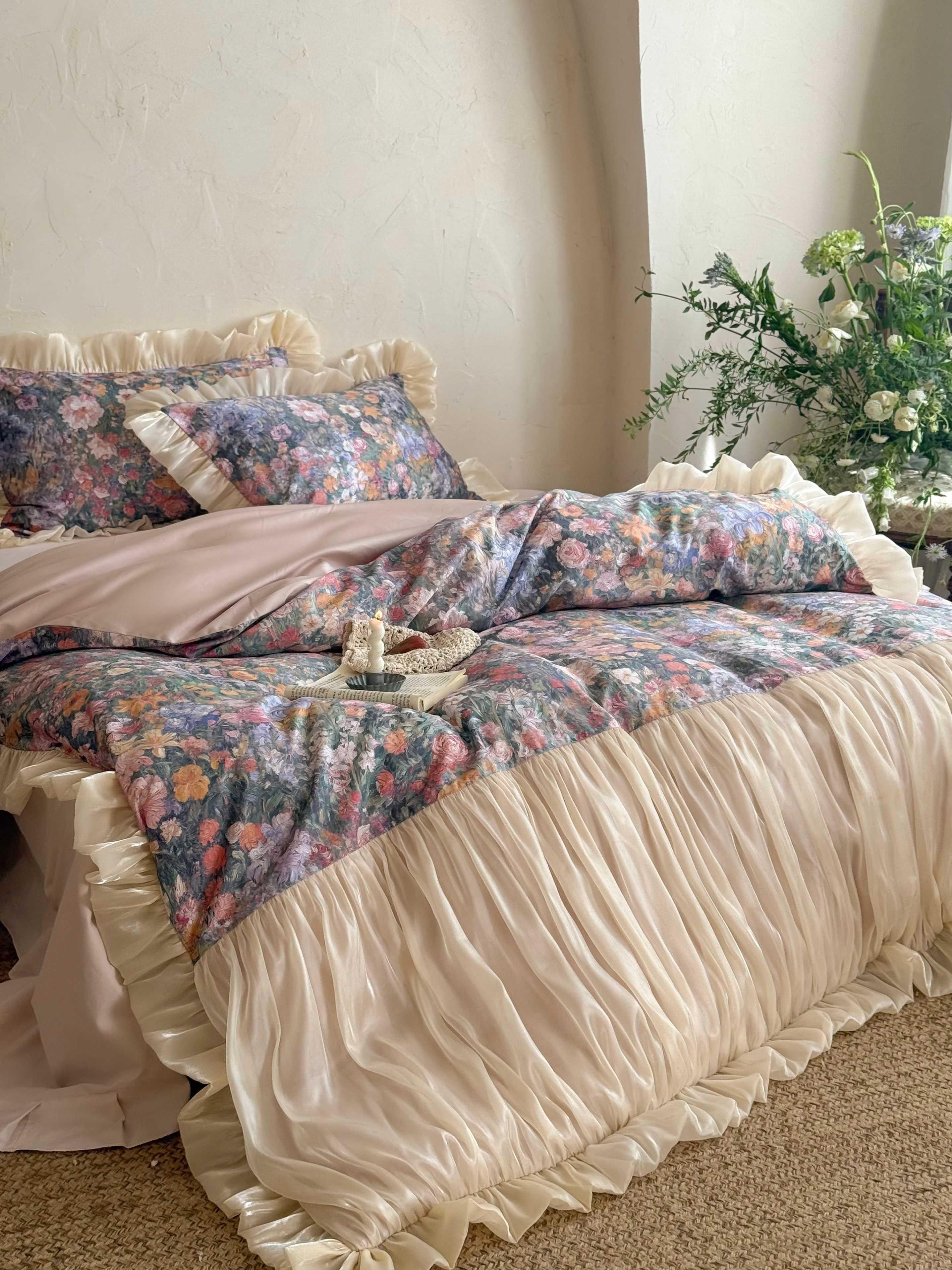 Vintage Oil Garden Ruched Bedding Set