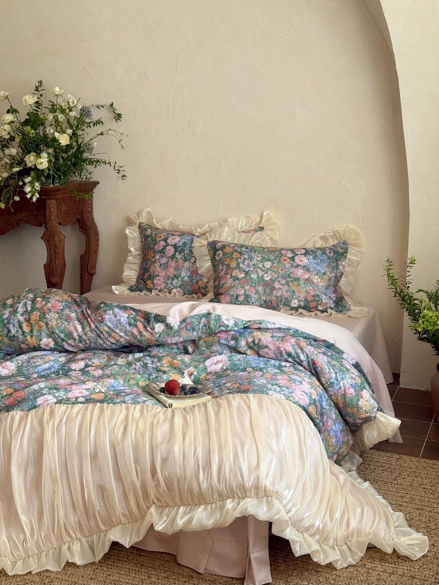 Vintage Oil Garden Ruched Bedding Set