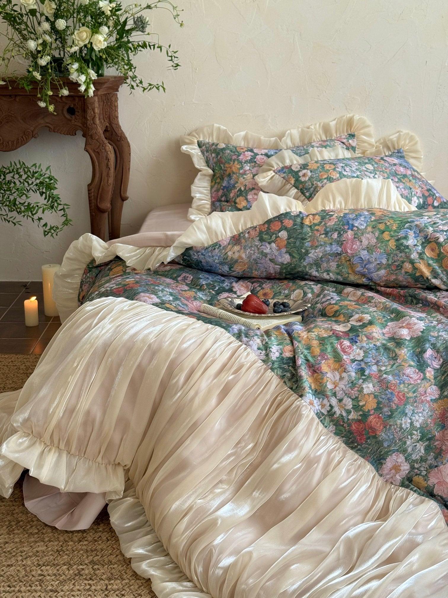 Vintage Oil Garden Ruched Bedding Set