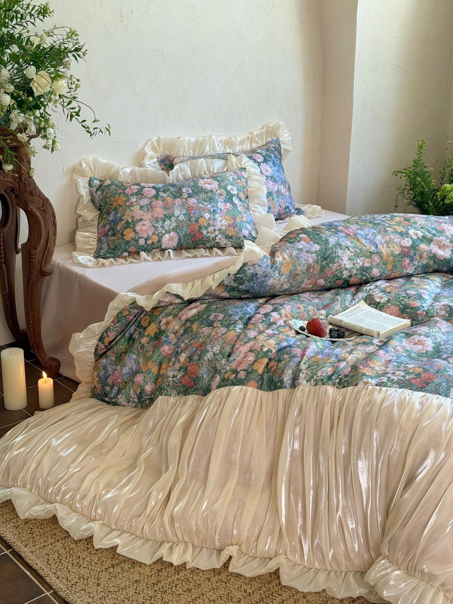 Vintage Oil Garden Ruched Bedding Set