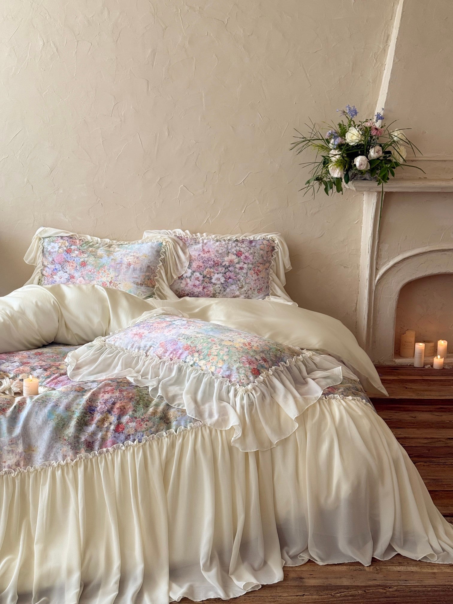 Oil Garden Veil Ruffle Bedding Set