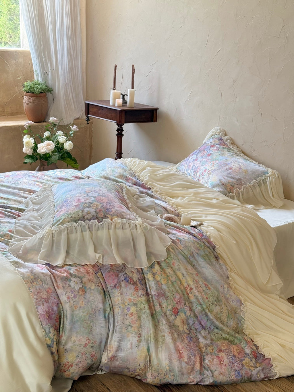 Oil Garden Veil Ruffle Bedding Set