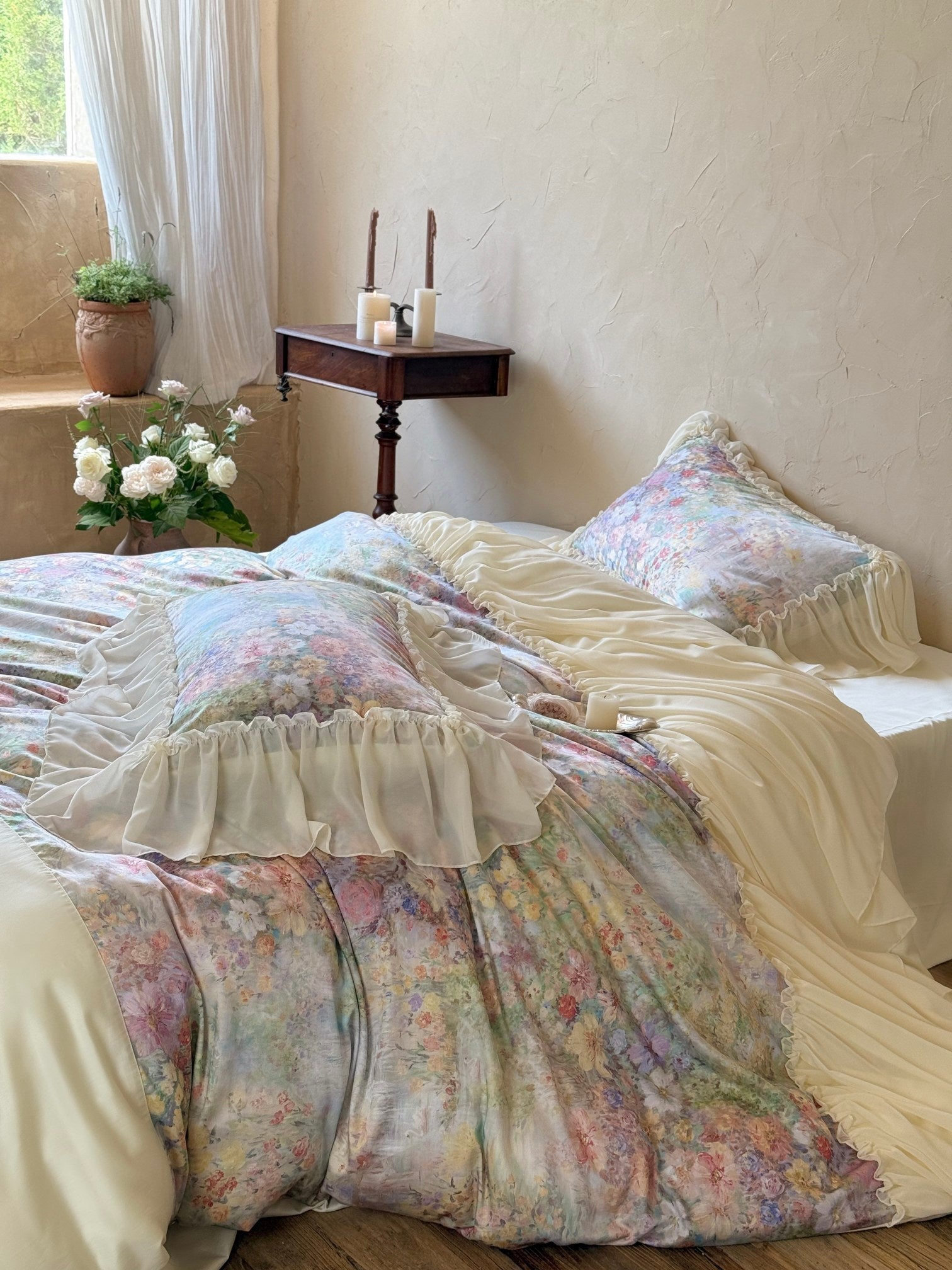 Oil Garden Veil Ruffle Bedding Set