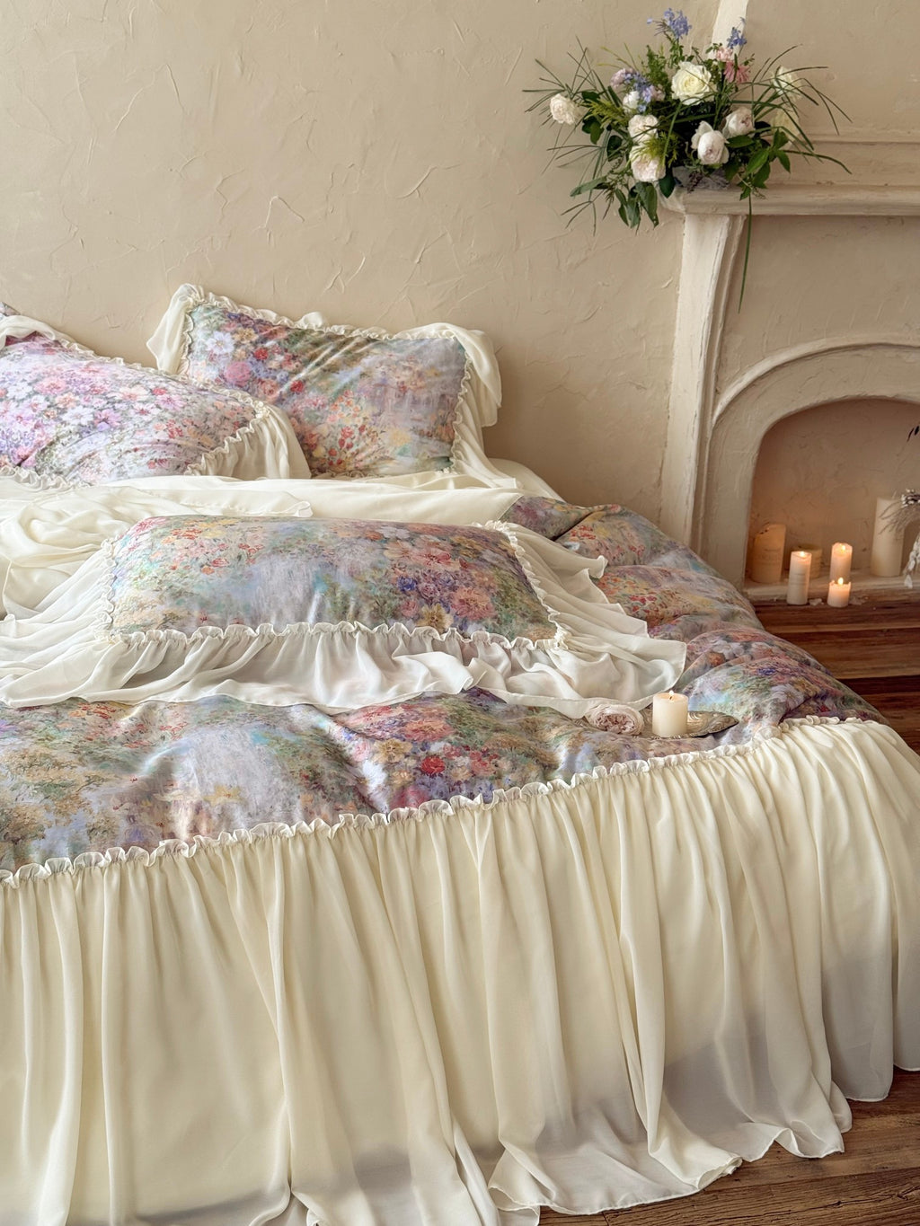 Oil Garden Veil Ruffle Bedding Set