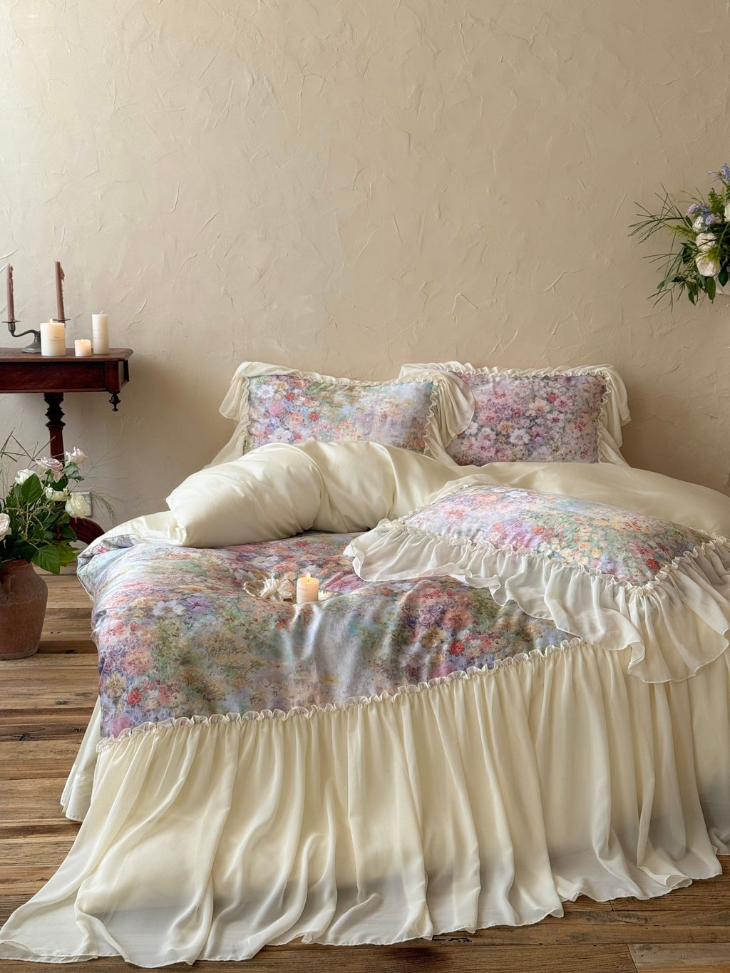 Oil Garden Veil Ruffle Bedding Set