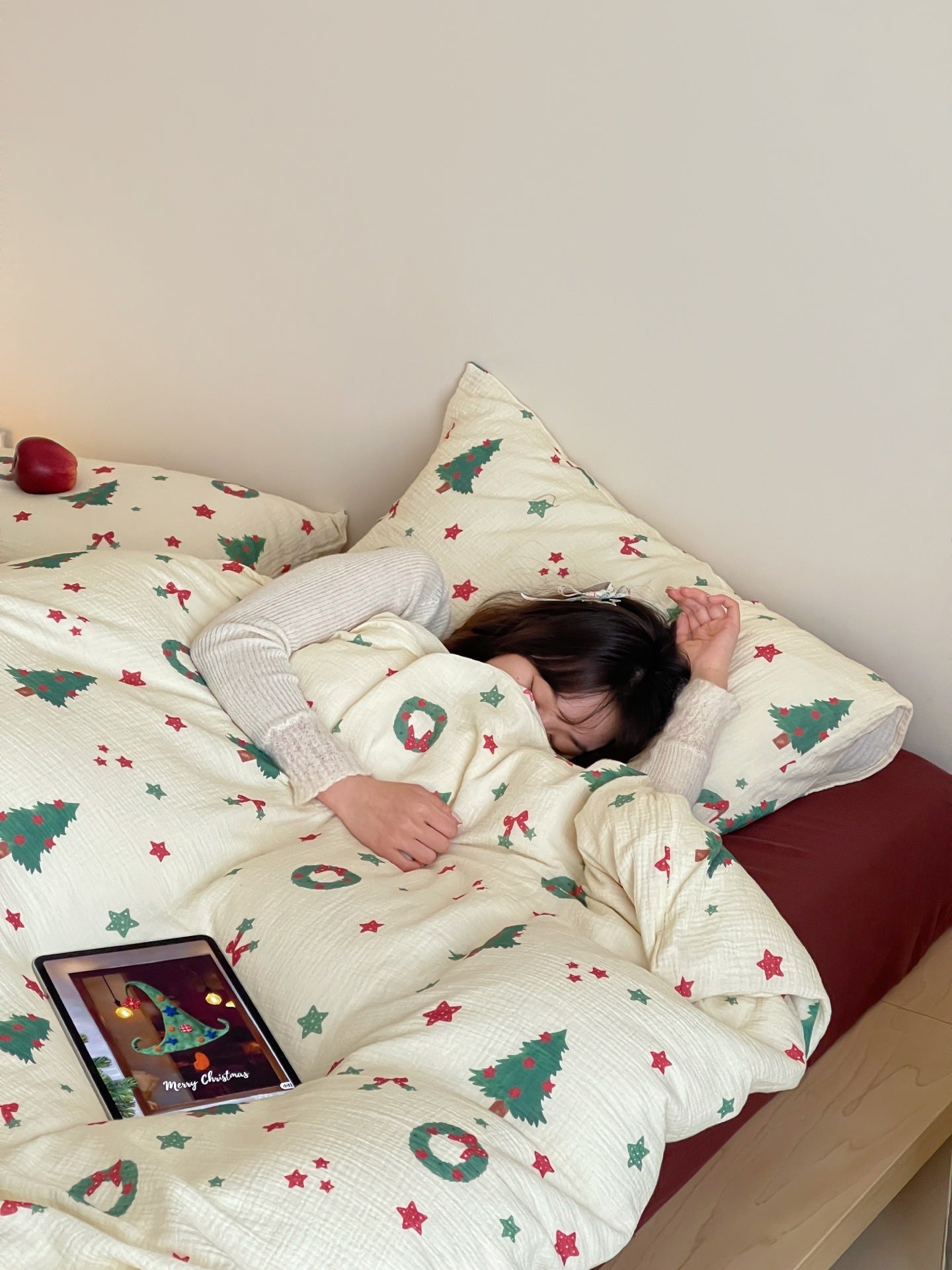 Evergreen Cheer Cotton Muslin Gauze Bedding Set