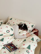 Evergreen Cheer Cotton Muslin Gauze Bedding Set