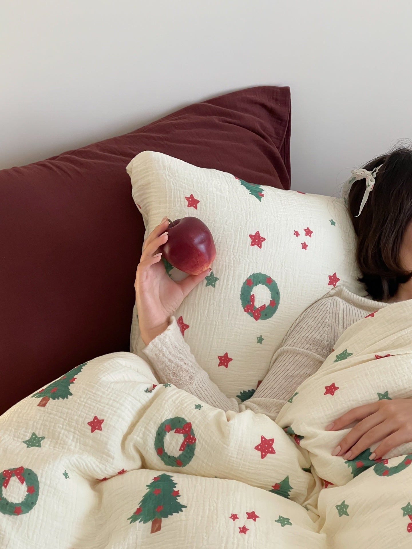 Evergreen Cheer Cotton Muslin Gauze Bedding Set