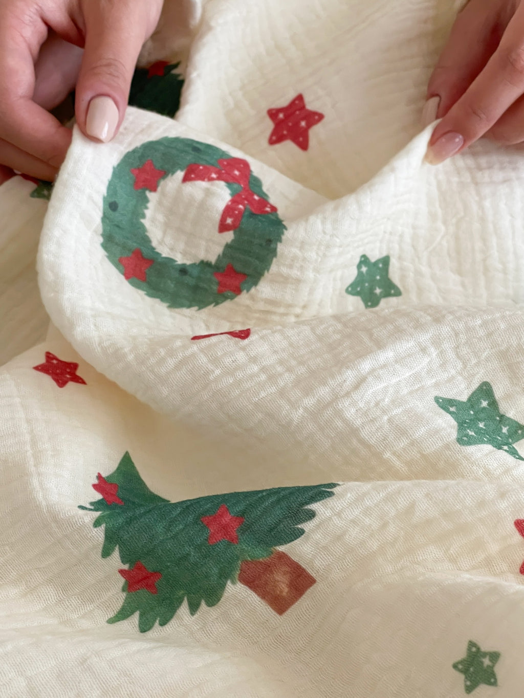 Evergreen Cheer Cotton Muslin Gauze Bedding Set