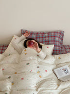 Snowy Joy Cotton Muslin Gauze Christmas Bedding Set