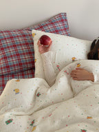 Snowy Joy Cotton Muslin Gauze Christmas Bedding Set