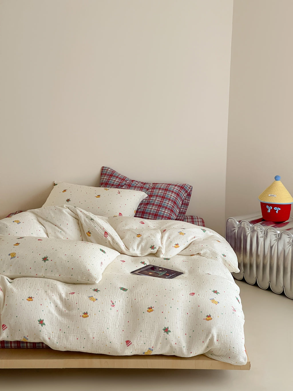 Snowy Joy Cotton Muslin Gauze Christmas Bedding Set