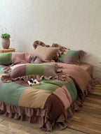 Autumn Patchwork Gauze Ruffle Bedding Set
