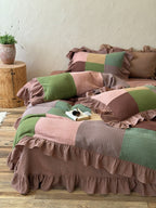 Autumn Patchwork Gauze Ruffle Bedding Set