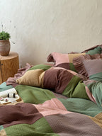 Autumn Patchwork Gauze Ruffle Bedding Set