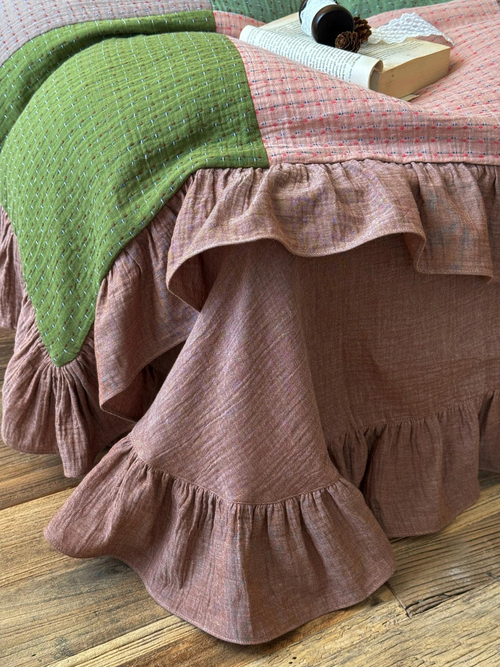 Autumn Patchwork Gauze Ruffle Bedding Set