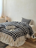 Classic Gingham Lace Ruffle Bedding Set