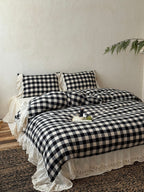 Classic Gingham Lace Ruffle Bedding Set