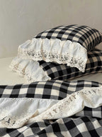 Classic Gingham Lace Ruffle Bedding Set