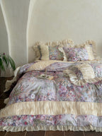 Rosewater Bloom Ruched Tencel Ruffle Bedding Set