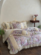 Rosewater Bloom Ruched Tencel Ruffle Bedding Set